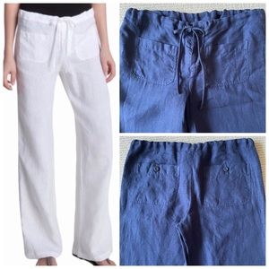 VINCE Navy Linen Drawstring Pants Small